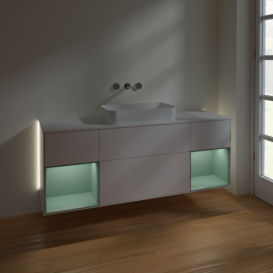 Тумба под раковину Villeroy & Boch Finion 160х50,1 см с подсветкой МДФ белый матовый лак/стекло белое матовое G741GMMT