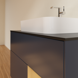 Тумба под раковину Villeroy & Boch Finion 100х50,1 см с подсветкой МДФ темно-синий матовый лак/стекло черное матовое G372HFHG