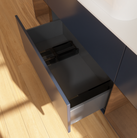 Тумба под раковину Villeroy & Boch Finion 160х50,1 см с подсветкой МДФ темно-синий матовый лак/стекло белое матовое G741GNHG