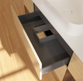 Тумба под раковину Villeroy & Boch Finion 160х50,1 см с подсветкой МДФ шпон дуба/стекло белое матовое G741GNPC