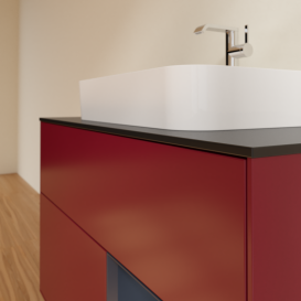 Тумба под раковину Villeroy & Boch Finion 100х50,1 см с подсветкой МДФ пион матовый лак/стекло черное матовое G372HGHB