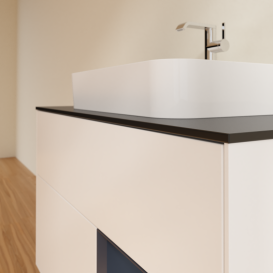 Тумба под раковину Villeroy & Boch Finion 100х50,1 см с подсветкой МДФ белый матовый лак/стекло черное матовое G372HGMT