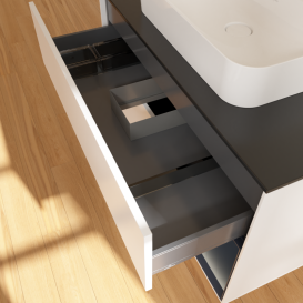 Тумба под раковину Villeroy & Boch Finion 100х50,1 см с подсветкой МДФ белый матовый лак/стекло черное матовое G372HGMT