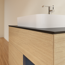 Тумба под раковину Villeroy & Boch Finion 100х50,1 см с подсветкой МДФ шпон дуба/стекло черное матовое G372HGPC
