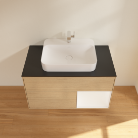 Тумба под раковину Villeroy & Boch Finion 100х50,1 см с подсветкой МДФ шпон дуба/стекло черное матовое G372MTPC