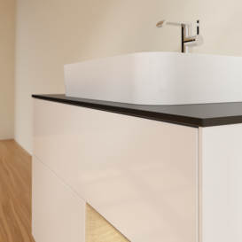 Тумба под раковину Villeroy & Boch Finion 100х50,1 см с подсветкой МДФ глянцевый белый лак/стекло черное матовое G372PCGF