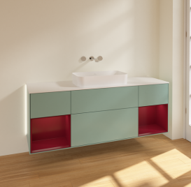 Тумба под раковину Villeroy & Boch Finion 160х50,1 см с подсветкой МДФ оливковый матовый лак/стекло белое матовое G741HBGM