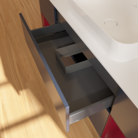 Тумба під раковину Villeroy & Boch Finion 160х50,1 см із підсвічуванням МДФ темно-синій матовий лак/скло біле матове G741HBHG