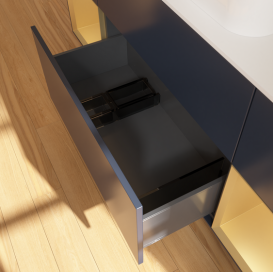 Тумба под раковину Villeroy & Boch Finion 160х50,1 см с подсветкой МДФ темно-синий матовый лак/стекло белое матовое G741HFHG