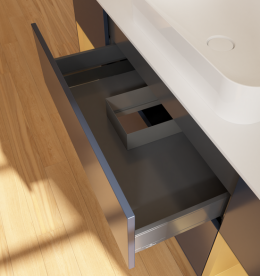 Тумба под раковину Villeroy & Boch Finion 160х50,1 см с подсветкой МДФ темно-синий матовый лак/стекло белое матовое G741HFHG