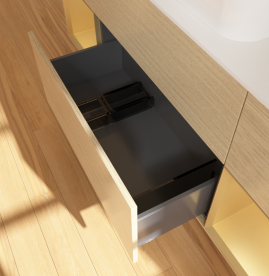 Тумба под раковину Villeroy & Boch Finion 160х50,1 см с подсветкой МДФ шпон дуба/стекло белое матовое G741HFPC