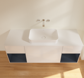 Тумба под раковину Villeroy & Boch Finion 160х50,1 см с подсветкой МДФ глянцевый белый лак/стекло белое матовое G741HGGF