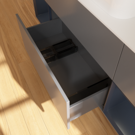 Тумба под раковину Villeroy & Boch Finion 160х50,1 см с подсветкой МДФ антрацит матовый лак/стекло белое матовое G741HGGK