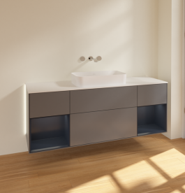 Тумба под раковину Villeroy & Boch Finion 160х50,1 см с подсветкой МДФ антрацит матовый лак/стекло белое матовое G741HGGK