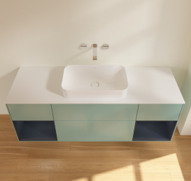 Тумба под раковину Villeroy & Boch Finion 160х50,1 см с подсветкой МДФ оливковый матовый лак/стекло белое матовое G741HGGM