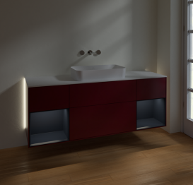 Тумба под раковину Villeroy & Boch Finion 160х50,1 см с подсветкой МДФ пион матовый лак/стекло белое матовое G741HGHB