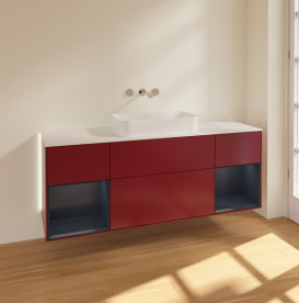 Тумба под раковину Villeroy & Boch Finion 160х50,1 см с подсветкой МДФ пион матовый лак/стекло белое матовое G741HGHB