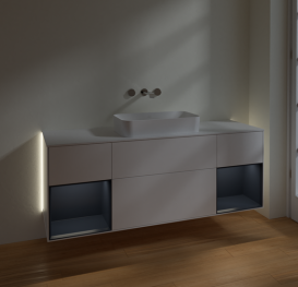 Тумба под раковину Villeroy & Boch Finion 160х50,1 см с подсветкой МДФ белый матовый лак/стекло белое матовое G741HGMT