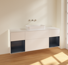 Тумба под раковину Villeroy & Boch Finion 160х50,1 см с подсветкой МДФ белый матовый лак/стекло белое матовое G741HGMT