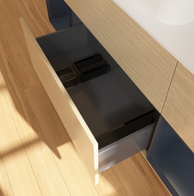 Тумба під раковину Villeroy & Boch Finion 160х50,1 см із підсвічуванням МДФ шпон дуба/скло біле матове G741HGPC