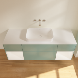 Тумба под раковину Villeroy & Boch Finion 160х50,1 см с подсветкой МДФ оливковый матовый лак/стекло белое матовое G741MTGM