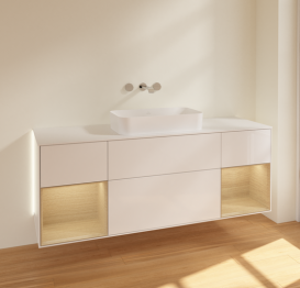 Тумба под раковину Villeroy & Boch Finion 160х50,1 см с подсветкой МДФ глянцевый белый лак/стекло белое матовое G741PCGF