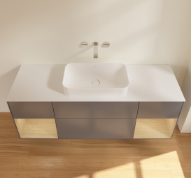 Тумба под раковину Villeroy & Boch Finion 160х50,1 см с подсветкой МДФ антрацит матовый лак/стекло белое матовое G741PCGK