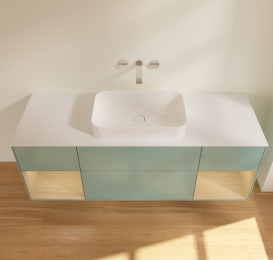 Тумба под раковину Villeroy & Boch Finion 160х50,1 см с подсветкой МДФ оливковый матовый лак/стекло белое матовое G741PCGM