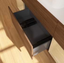 Тумба под раковину Villeroy & Boch Finion 160х50,1 см с подсветкой МДФ шпон грецкого ореха/стекло белое матовое G741PCGN