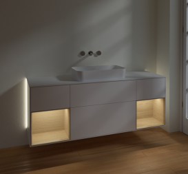 Тумба под раковину Villeroy & Boch Finion 160х50,1 см с подсветкой МДФ белый матовый лак/стекло белое матовое G741PCMT