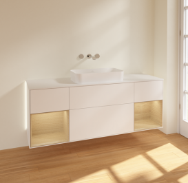 Тумба под раковину Villeroy & Boch Finion 160х50,1 см с подсветкой МДФ белый матовый лак/стекло белое матовое G741PCMT