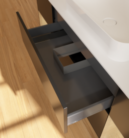 Тумба под раковину Villeroy & Boch Finion 160х50,1 см с подсветкой МДФ черный матовый лак/стекло белое матовое G741PCPD