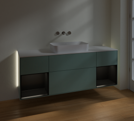 Тумба под раковину Villeroy & Boch Finion 160х50,1 см с подсветкой МДФ оливковый матовый лак/стекло белое матовое G741PDGM