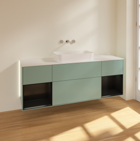 Тумба под раковину Villeroy & Boch Finion 160х50,1 см с подсветкой МДФ оливковый матовый лак/стекло белое матовое G741PDGM