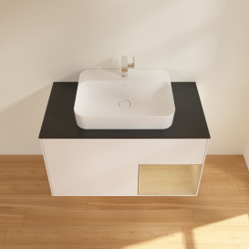 Тумба под раковину Villeroy & Boch Finion 100х50,1 см с подсветкой МДФ белый матовый лак/стекло черное матовое G372PCMT