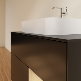 Тумба под раковину Villeroy & Boch Finion 100х50,1 см с подсветкой МДФ черный матовый лак/стекло черное матовое G372PCPD