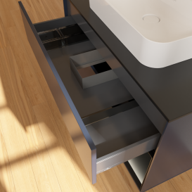 Тумба под раковину Villeroy & Boch Finion 100х50,1 см с подсветкой МДФ темно-синий матовый лак/стекло черное матовое G372PDHG