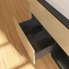 Тумба под раковину Villeroy & Boch Finion 100х50,1 см с подсветкой МДФ шпон дуба/стекло черное матовое G372PDPC