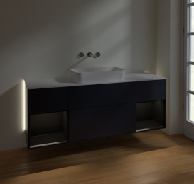 Тумба под раковину Villeroy & Boch Finion 160х50,1 см с подсветкой МДФ темно-синий матовый лак/стекло белое матовое G741PDHG