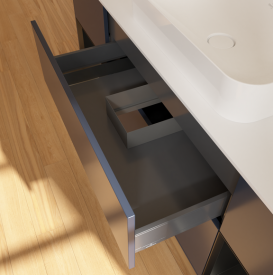 Тумба под раковину Villeroy & Boch Finion 160х50,1 см с подсветкой МДФ темно-синий матовый лак/стекло белое матовое G741PDHG