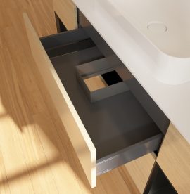 Тумба под раковину Villeroy & Boch Finion 160х50,1 см с подсветкой МДФ шпон дуба/стекло белое матовое G741PDPC