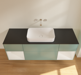 Тумба под раковину Villeroy & Boch Finion 160х50,1 см с подсветкой МДФ оливковый матовый лак/стекло черное матовое G742GFGM