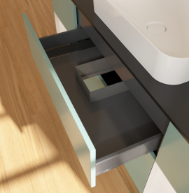 Тумба под раковину Villeroy & Boch Finion 160х50,1 см с подсветкой МДФ оливковый матовый лак/стекло черное матовое G742GFGM