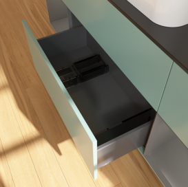 Тумба под раковину Villeroy & Boch Finion 160х50,1 см с подсветкой МДФ оливковый матовый лак/стекло черное матовое G742GKGM