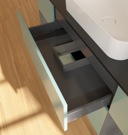 Тумба под раковину Villeroy & Boch Finion 160х50,1 см с подсветкой МДФ оливковый матовый лак/стекло черное матовое G742GKGM