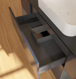 Тумба под раковину Villeroy & Boch Finion 160х50,1 см с подсветкой МДФ темно-синий матовый лак/стекло черное матовое G742GKHG