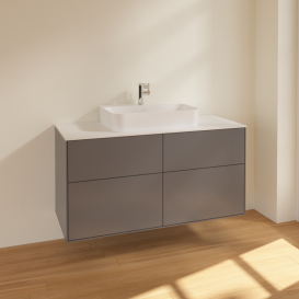 Тумба под раковину Villeroy & Boch Finion 120х50,1 см с подсветкой МДФ антрацит матовый лак/стекло белое матовое F38100GK