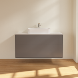 Тумба под раковину Villeroy & Boch Finion 120х50,1 см с подсветкой МДФ антрацит матовый лак/стекло белое матовое F38100GK