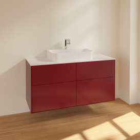 Тумба под раковину Villeroy & Boch Finion 120х50,1 см МДФ пион матовый лак/стекло белое матовое F38100HB