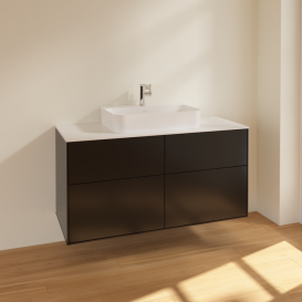 Тумба под раковину Villeroy & Boch Finion 120х50,1 см МДФ черный матовый лак/стекло белое матовое F38100PD